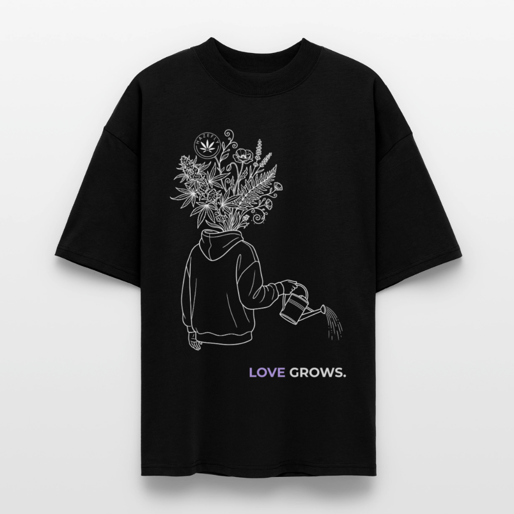 LOVE GROWS II Oversized Unisex Bio T-Shirt - Schwarz