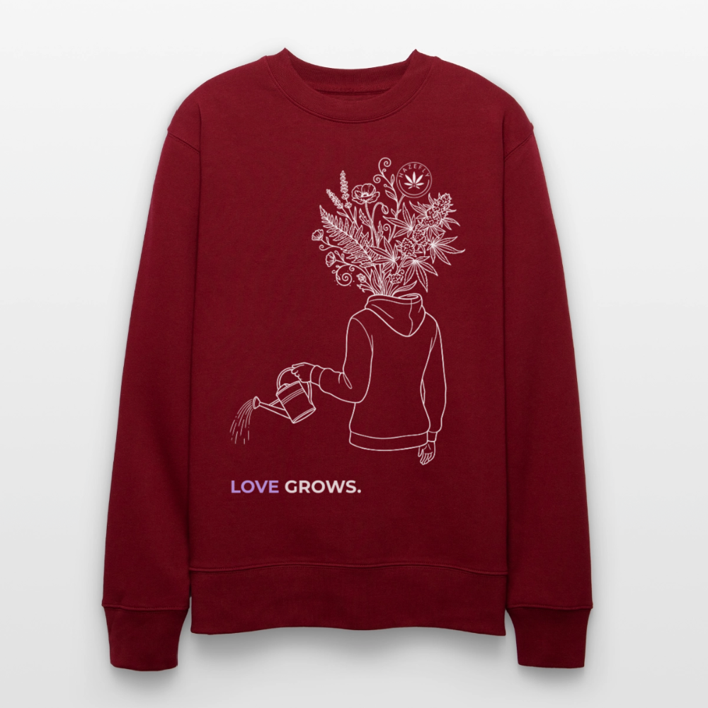 LOVE GROWS I Unisex Bio-Sweatshirt - Burgunderrot