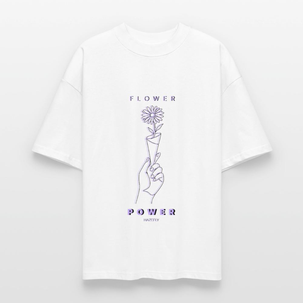 FLOWER POWER Oversized Unisex Bio T-Shirt - Weiß