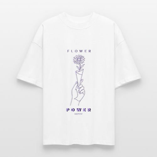 FLOWER POWER Oversized Unisex Bio T-Shirt - Weiß