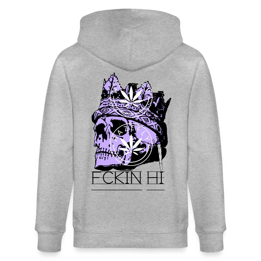 420 SKULL Unisex Bio-Kapuzenjacke - Grau meliert