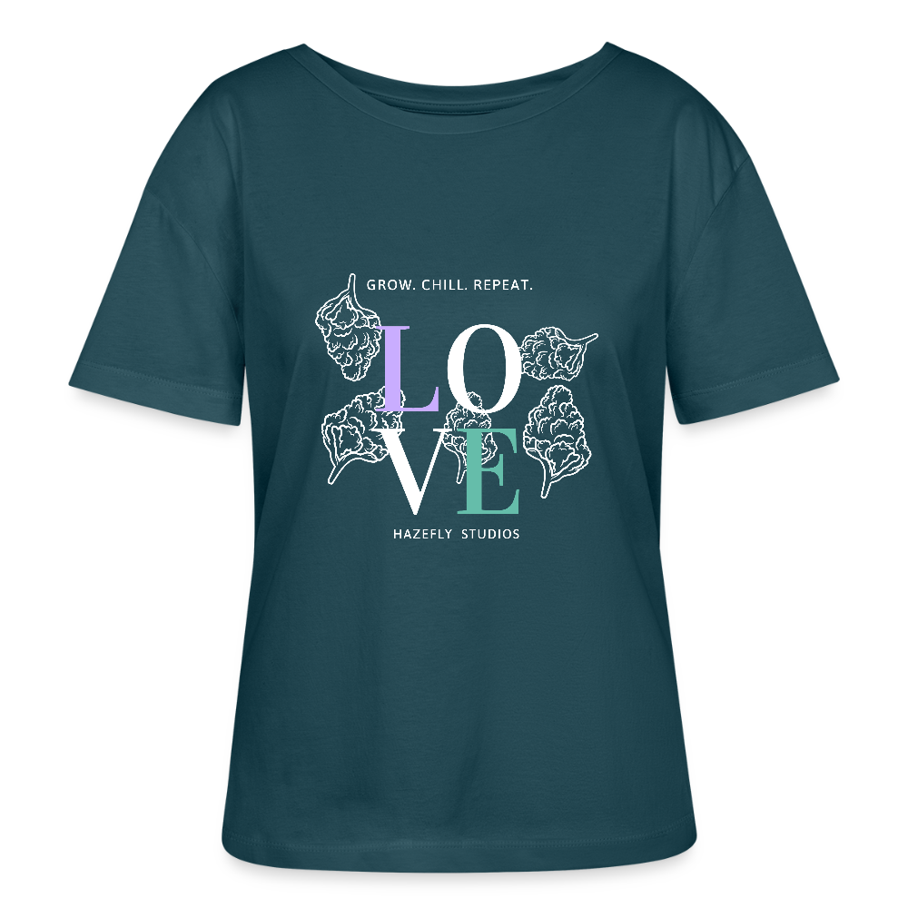 GROW. CHILL. REPEAT. Relaxed Frauen Bio-T-Shirt - Dunkles Petrol