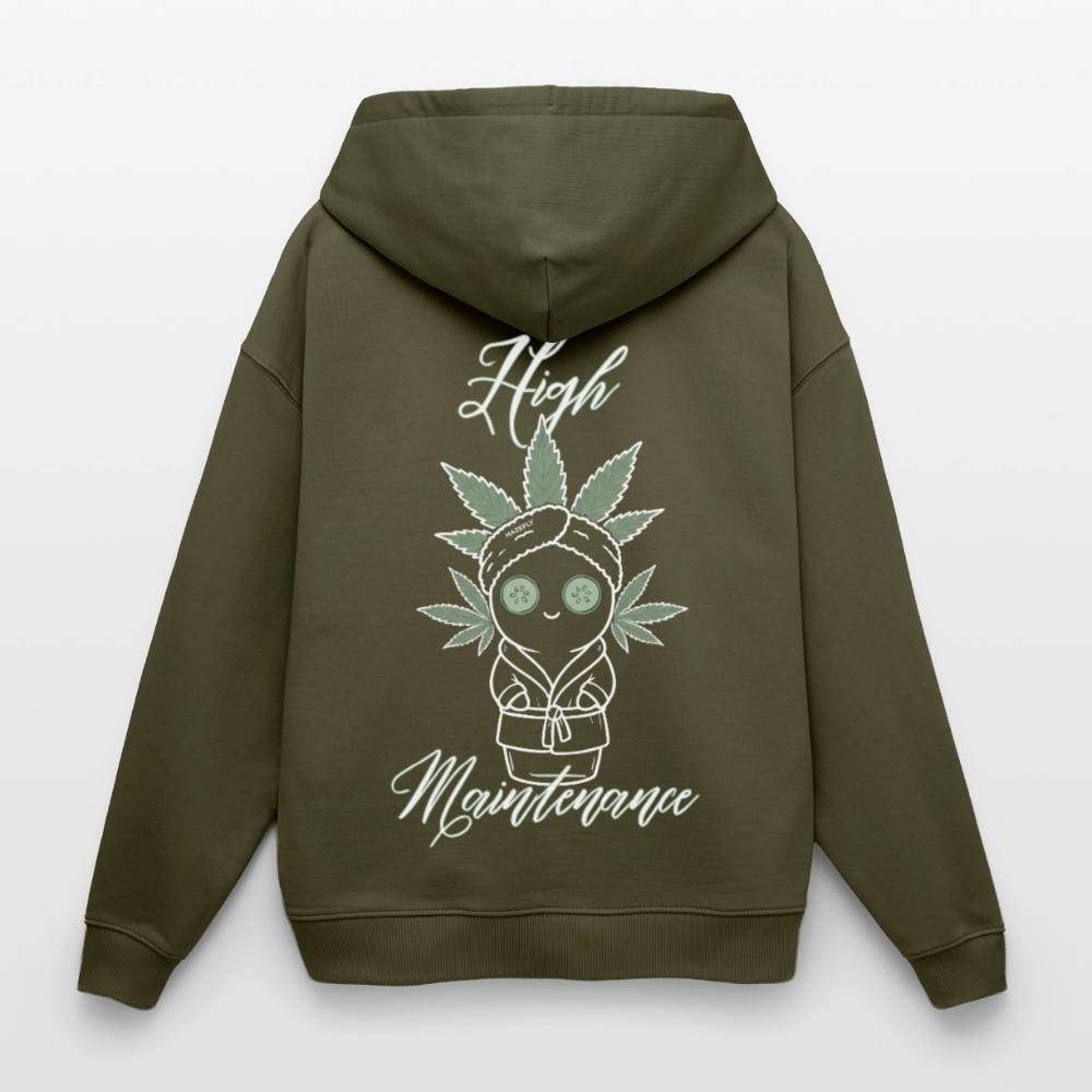 HIGH MAINTENANCE Oversized Unisex Bio-Hoodie - Khaki