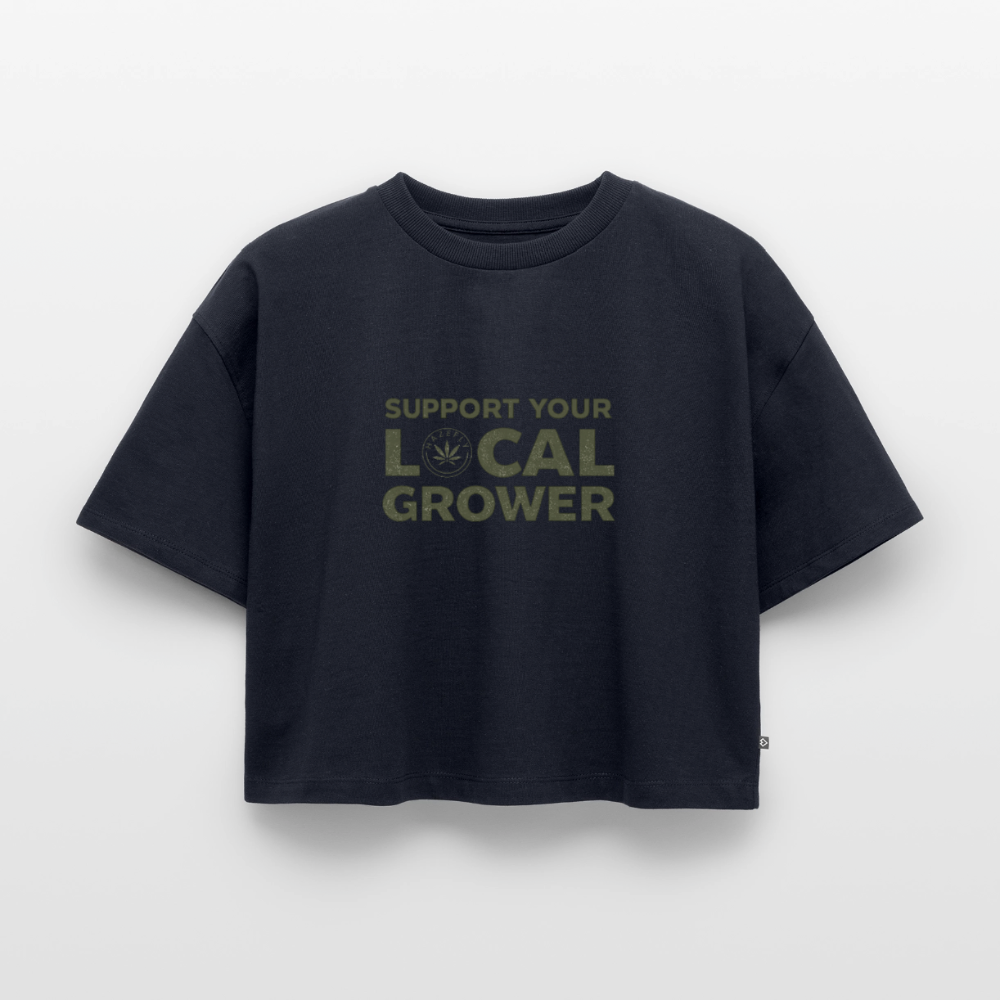 LOCAL GROWER Frauen Oversized Cropped T-Shirt - Navy