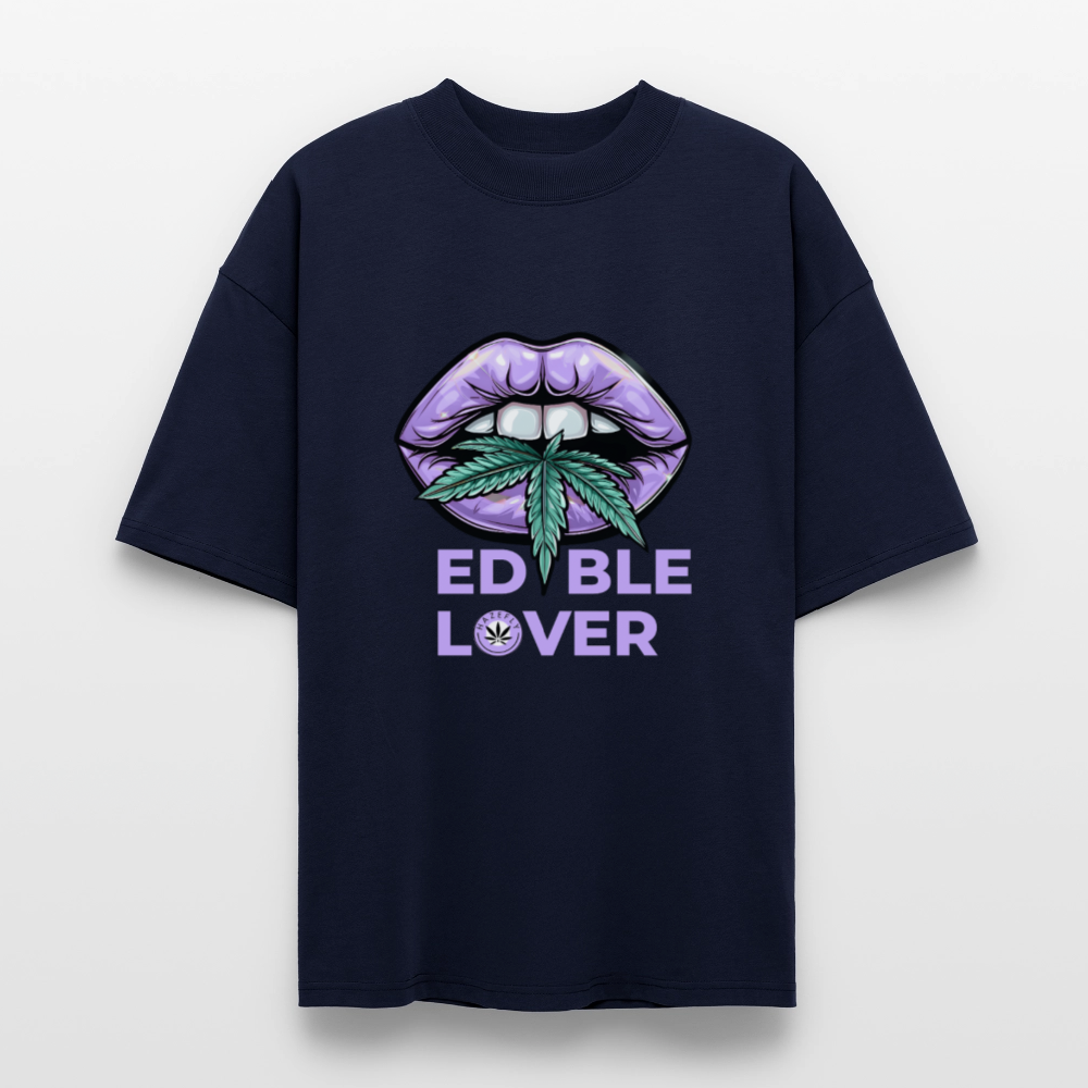 EDIBLE LOVER Oversized Unisex Bio T-Shirt - Navy