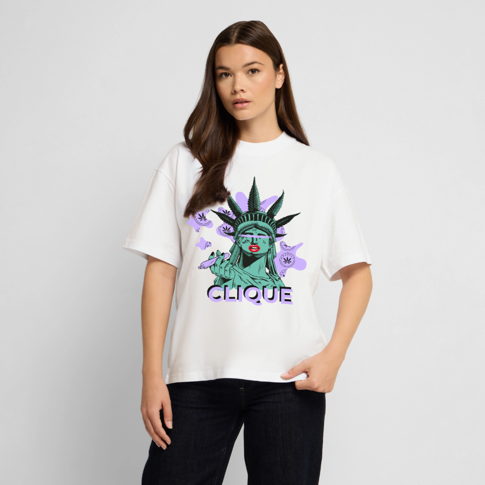 420 CLIQUE Oversized Unisex Bio T-Shirt - Weiß