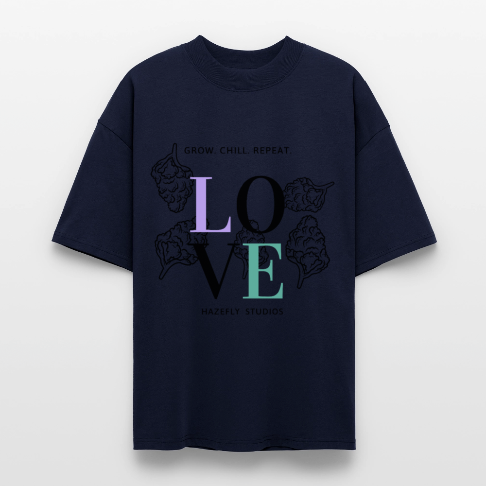 GROW. CHILL. REPEAT. Oversized Unisex Bio T-Shirt - Navy
