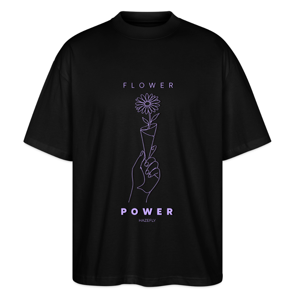 FLOWER POWER Oversized Unisex Bio T-Shirt - Schwarz
