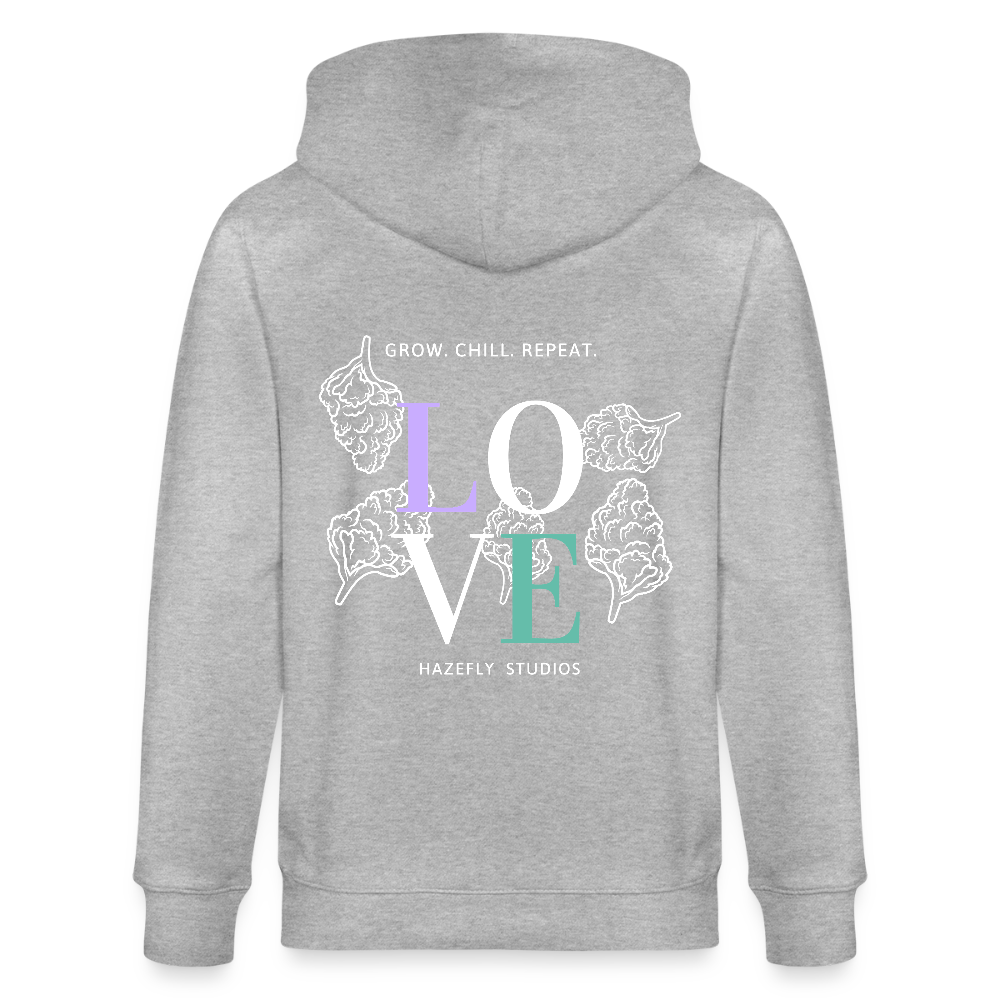 GROW. CHILL. REPEAT. Unisex Bio-Kapuzenjacke - Grau meliert