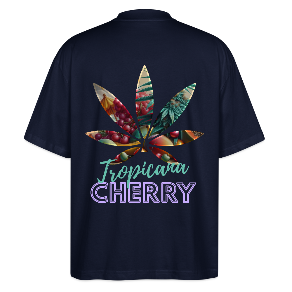 TROPICANA CHERRY Oversized Unisex Bio T-Shirt - Navy