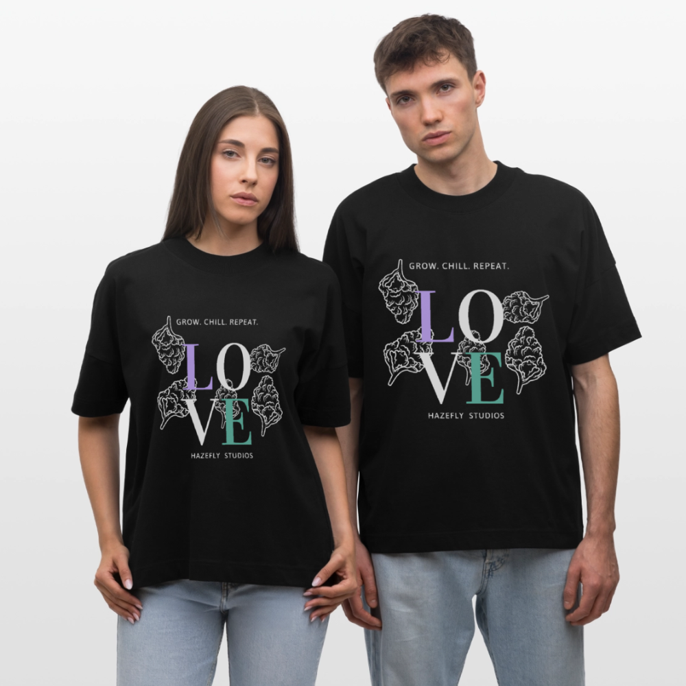 GROW. CHILL. REPEAT. Oversized Unisex Bio T-Shirt - Schwarz