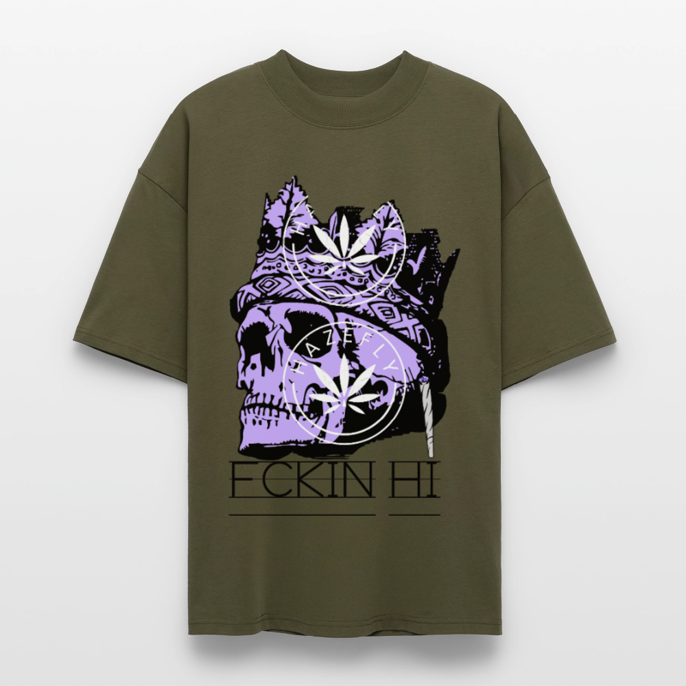 420 SKULL Oversized Unisex Bio T-Shirt - Khaki