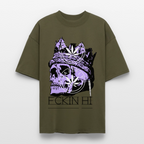 420 SKULL Oversized Unisex Bio T-Shirt - Khaki