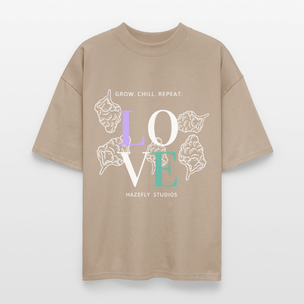 GROW. CHILL. REPEAT. Oversized Unisex Bio T-Shirt - Steingrau