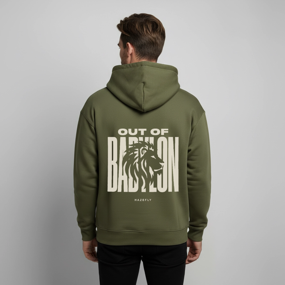 OUT OF BABYLON Oversized Unisex Bio-Hoodie - Khaki