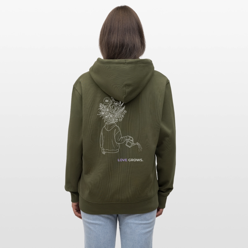 LOVE GROWS II Unisex Bio-Kapuzenjacke - Khaki