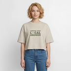 LOCAL GROWER Frauen Oversized Cropped T-Shirt - Beige