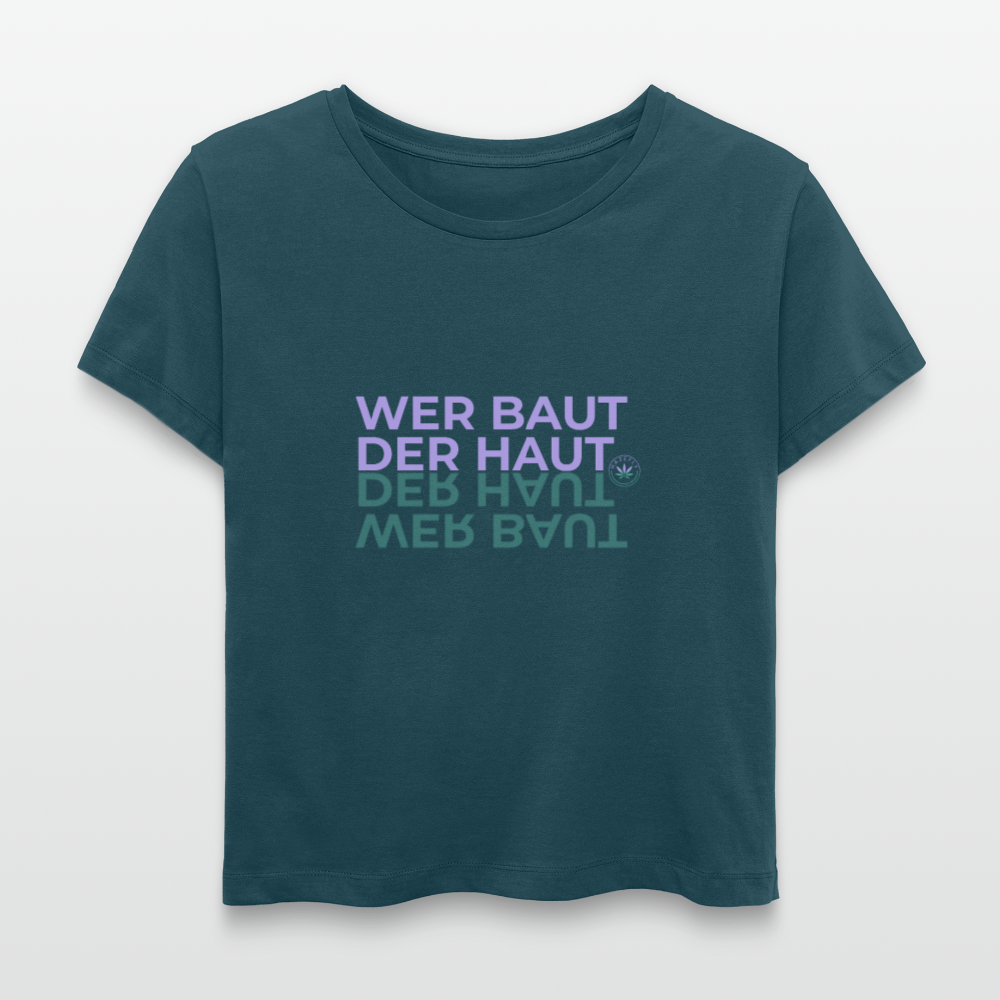 WER BAUT Relaxed Rundhals Frauen Bio-T-Shirt - Dunkles Petrol