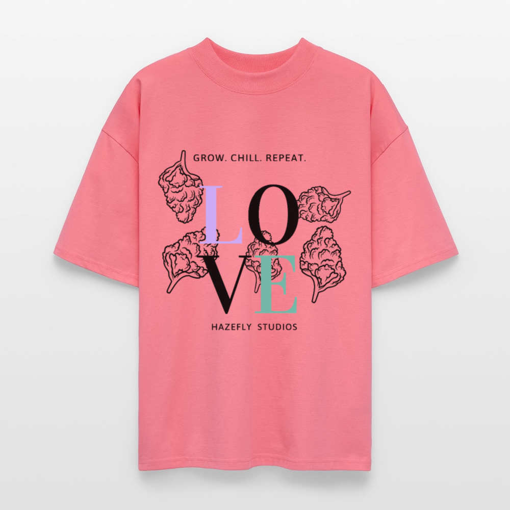 GROW. CHILL. REPEAT. Oversized Unisex Bio T-Shirt - Pink 