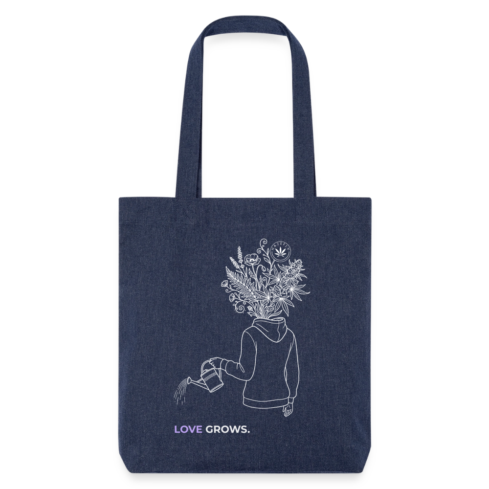 LOVE GROWS I recycelter Heavyweight Stoffbeutel - melange Blue