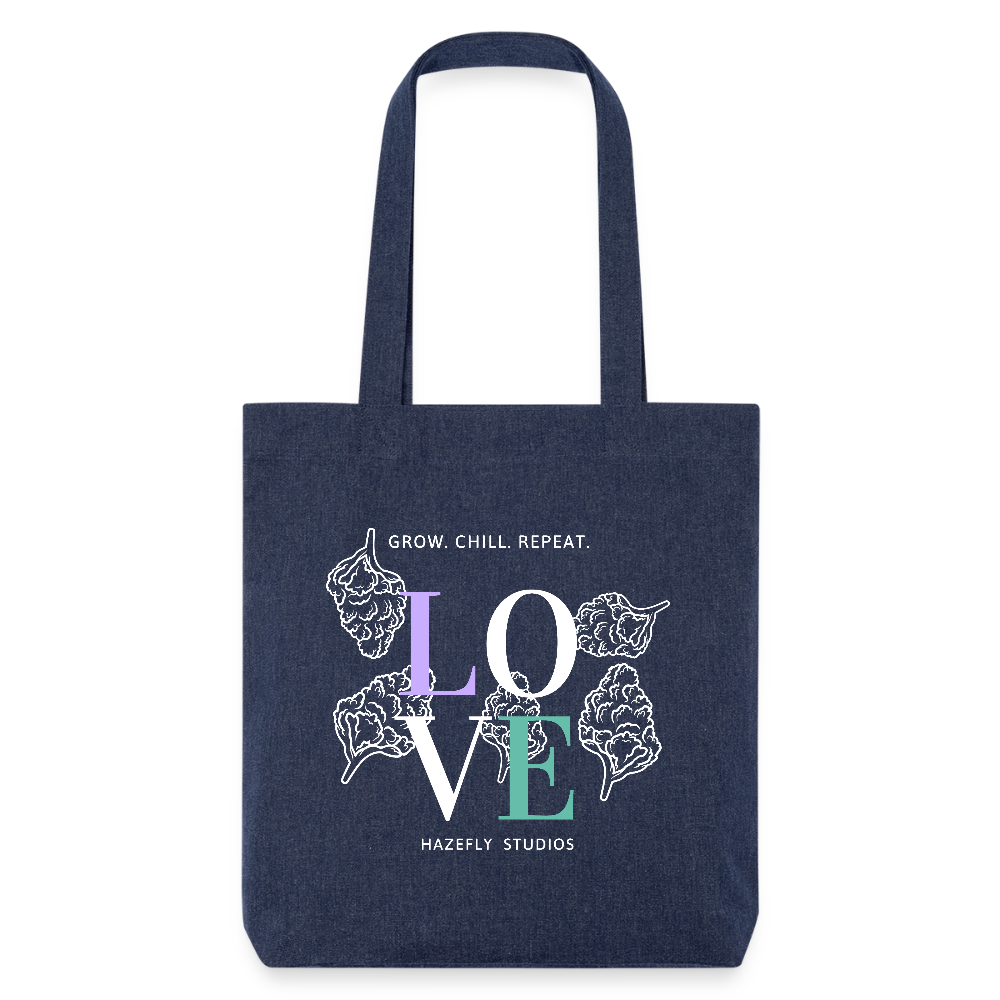 GROW. CHILL. REPEAT. recycelter Heavyweight Stoffbeutel - melange Blue