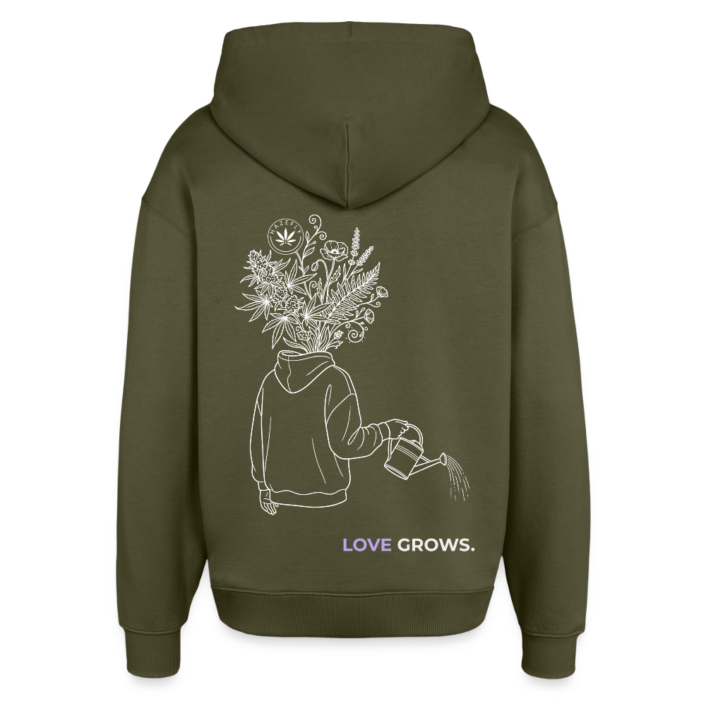 LOVE GROWS II Unisex Bio-Hoodie - Khaki