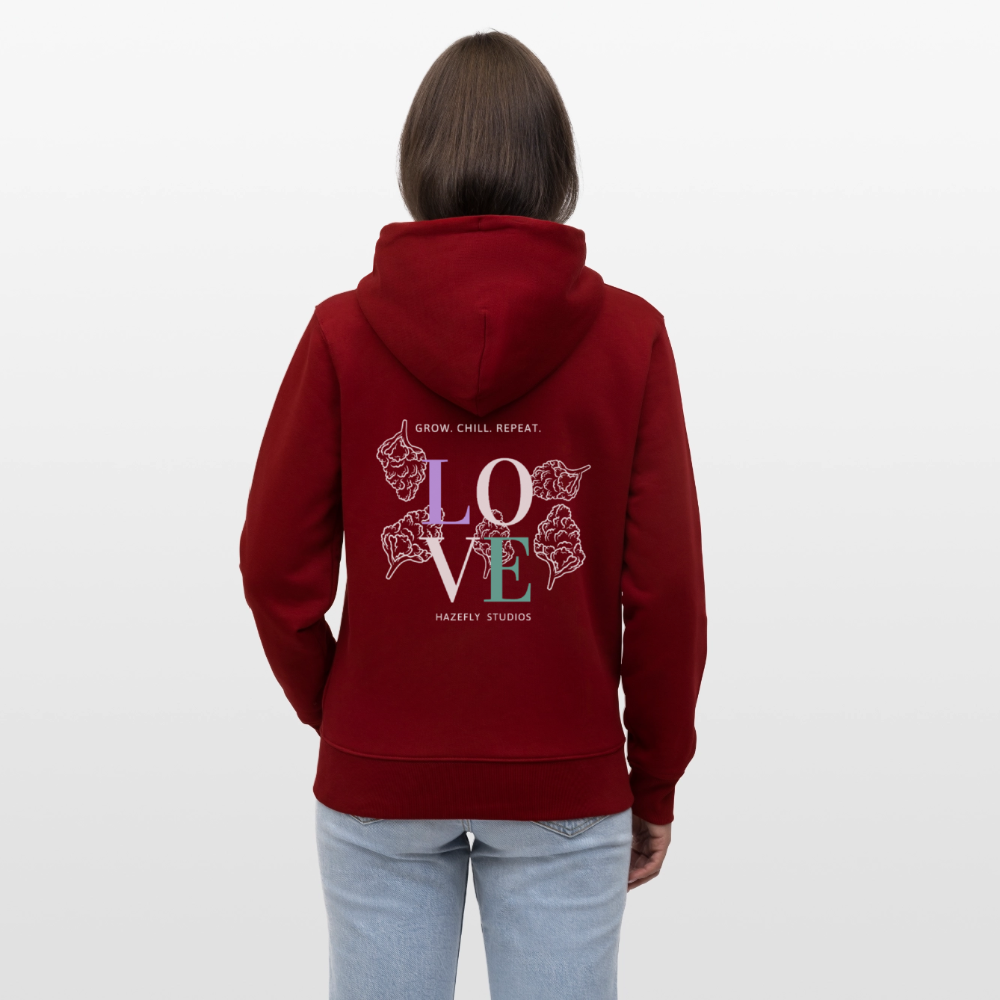 GROW. CHILL. REPEAT. Unisex Bio-Kapuzenjacke - Burgunderrot
