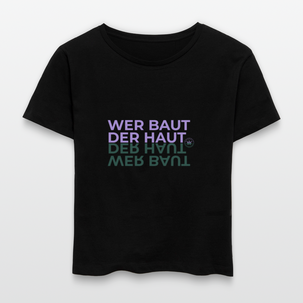 WER BAUT Relaxed Rundhals Frauen Bio-T-Shirt - Schwarz