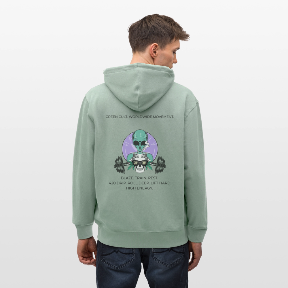 GREEN CULT Unisex Bio-Kapuzenjacke - Helles Graugrün