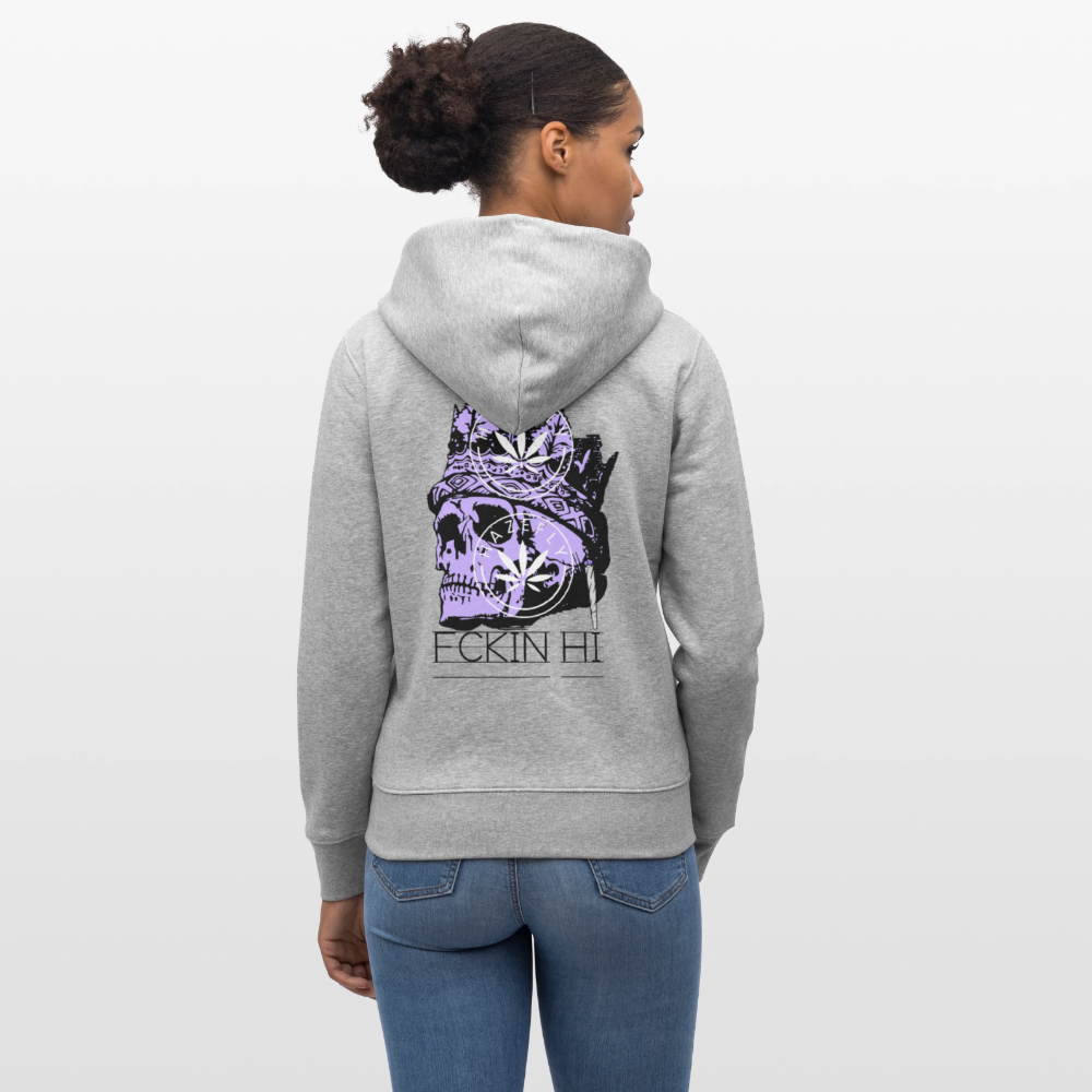 420 SKULL Unisex Bio-Kapuzenjacke - Grau meliert