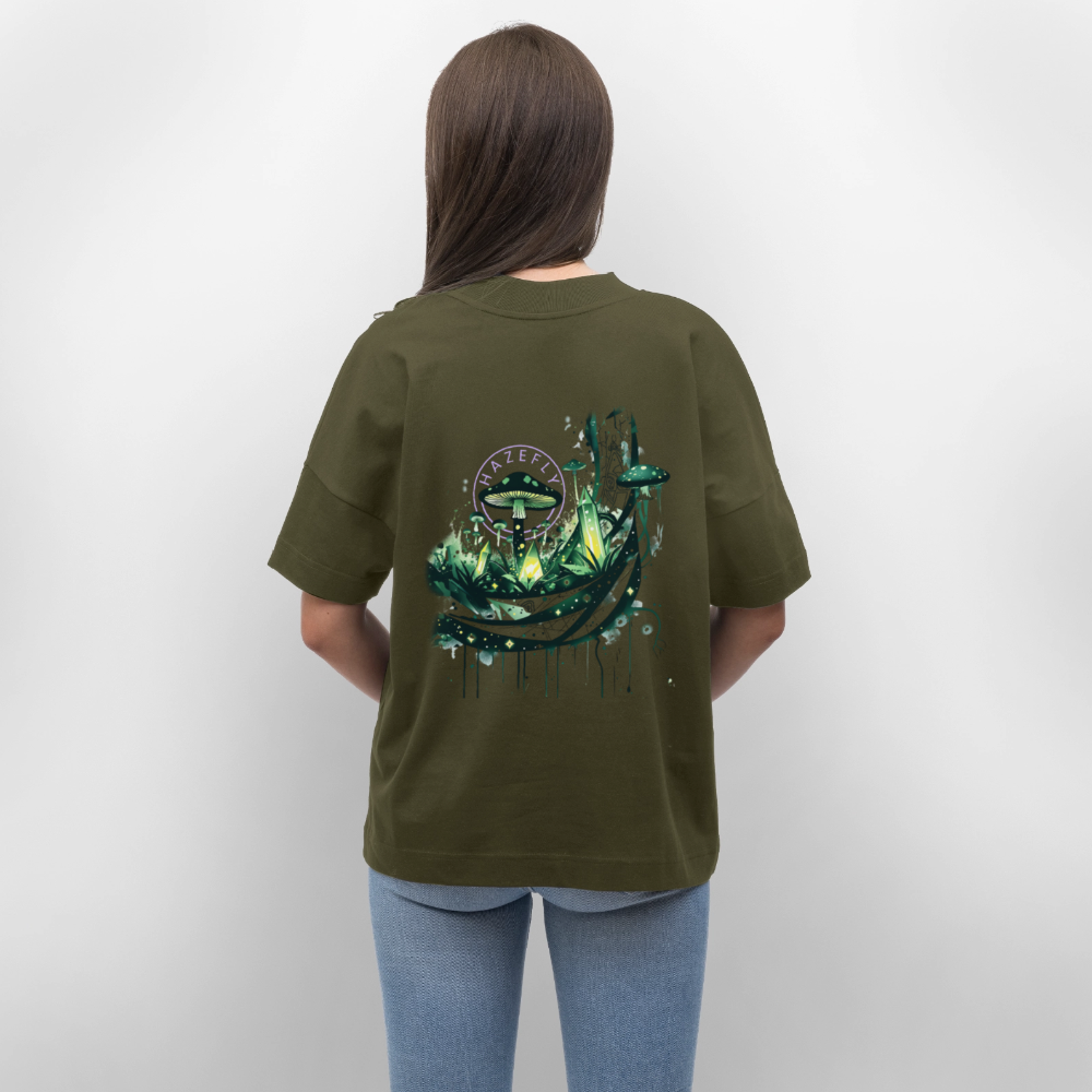GLOW GARDEN Oversized Unisex Bio T-Shirt - Khaki