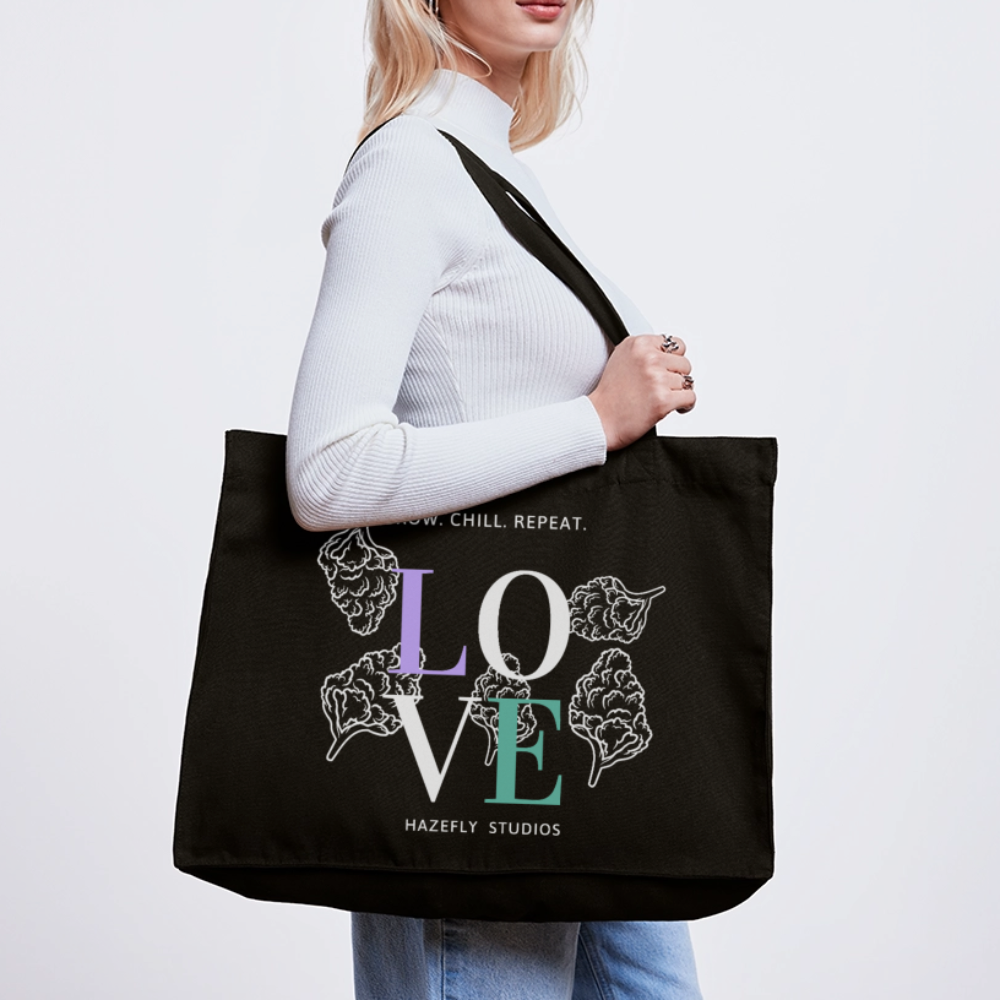 GROW. CHILL. REPEAT. recycelter Shopping Bag - Schwarz