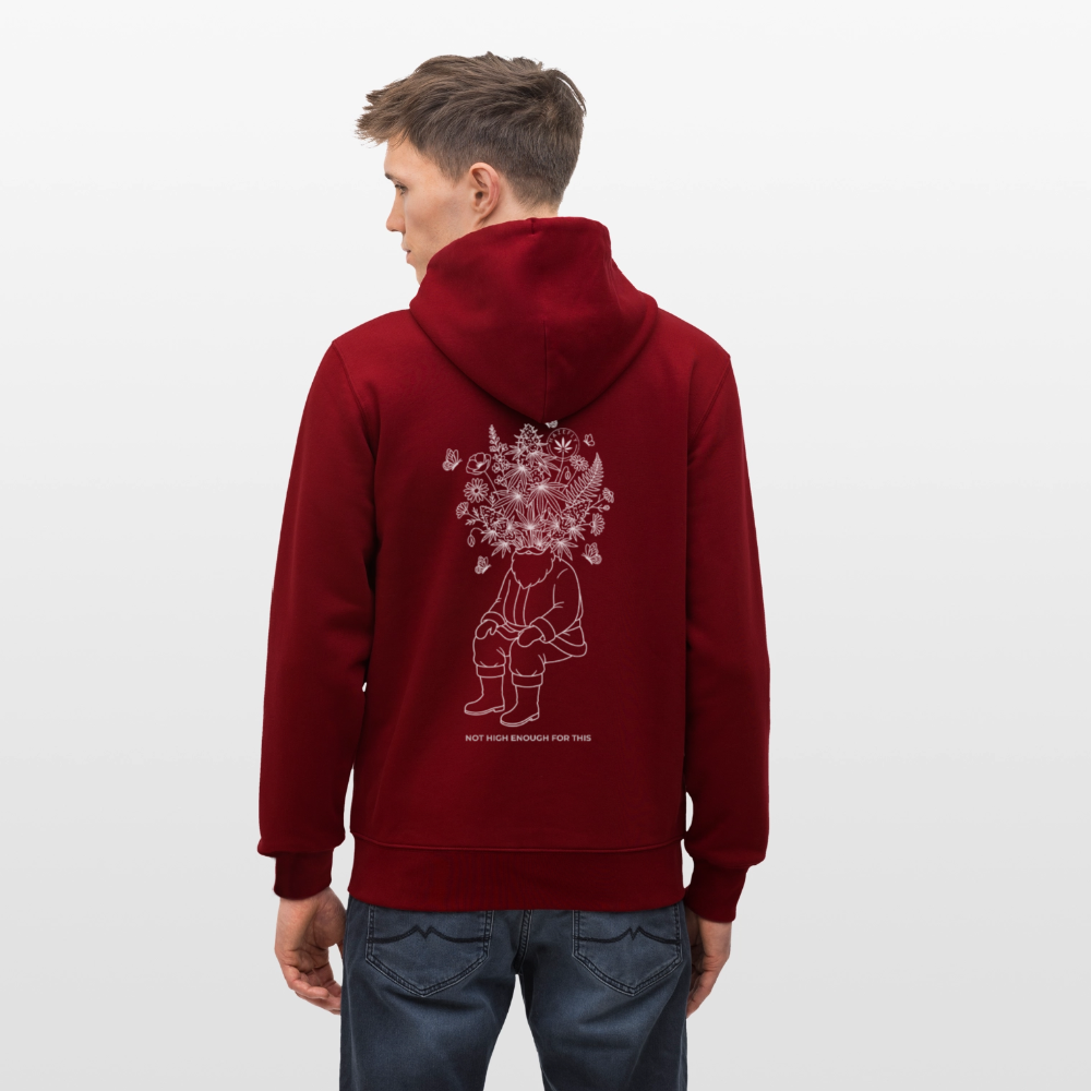 NOT HIGH ENOUGH Unisex Bio-Kapuzenjacke - Burgunderrot