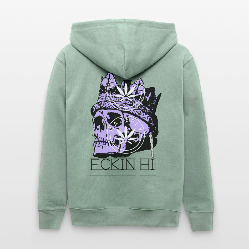 420 SKULL Unisex Bio-Kapuzenjacke - Helles Graugrün