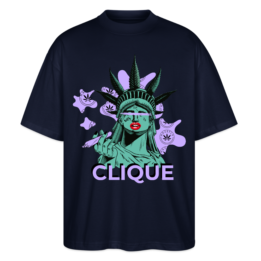 420 CLIQUE Oversized Unisex Bio T-Shirt - Navy