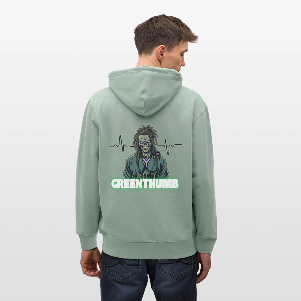 DR. ZOMBIE Unisex Bio-Kapuzenjacke - Helles Graugrün