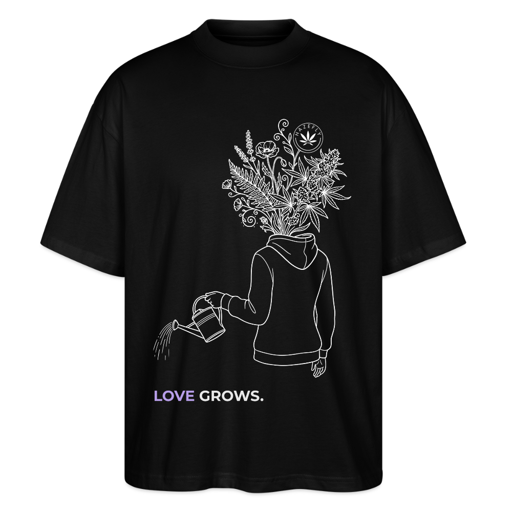 LOVE GROWS I Oversized Unisex Bio T-Shirt - Schwarz