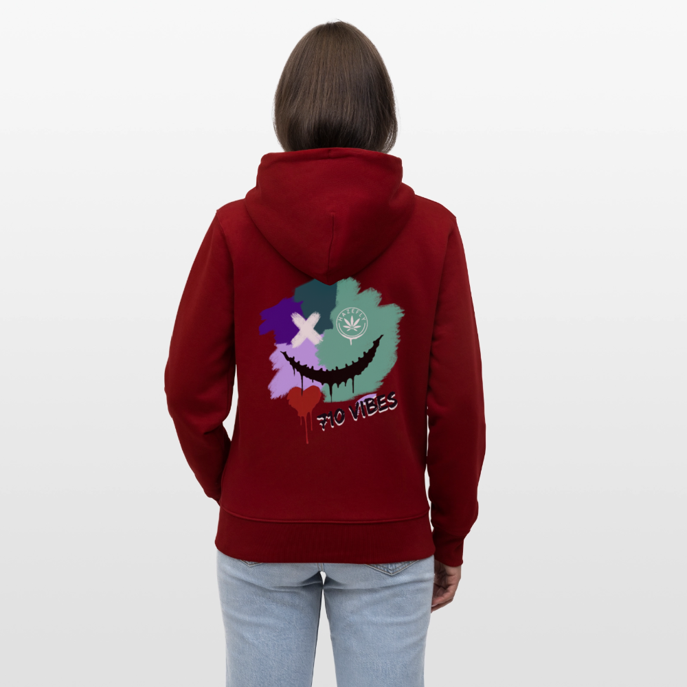 710 VIBES Unisex Bio-Kapuzenjacke - Burgunderrot