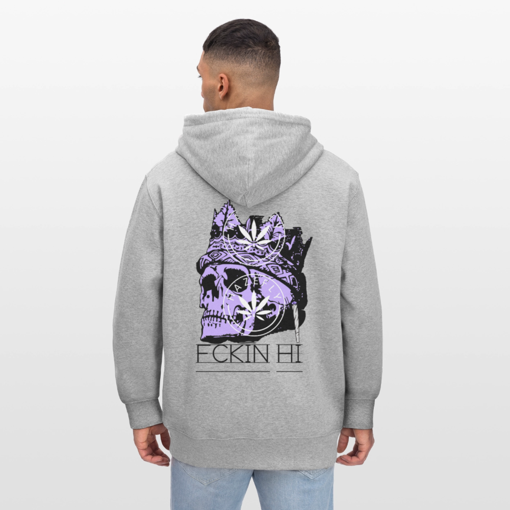 420 SKULL Unisex Bio-Kapuzenjacke - Grau meliert