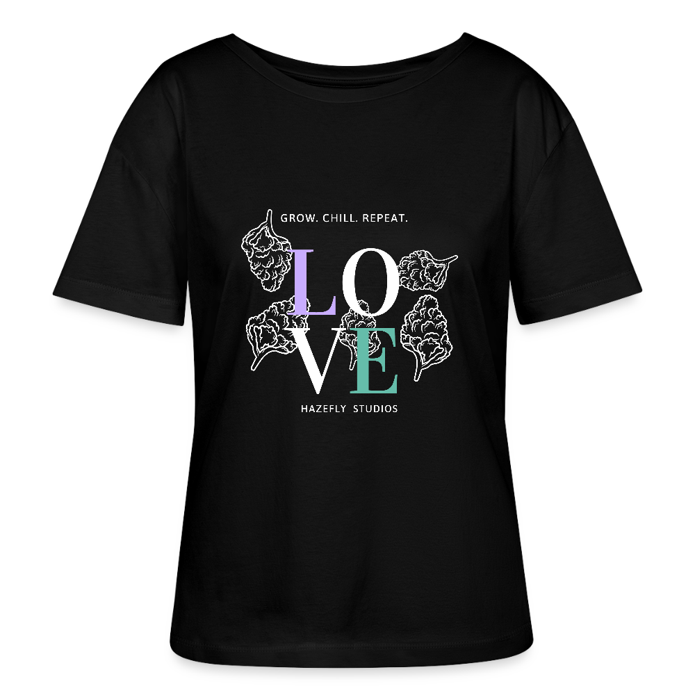 GROW. CHILL. REPEAT. Relaxed Frauen Bio-T-Shirt - Schwarz