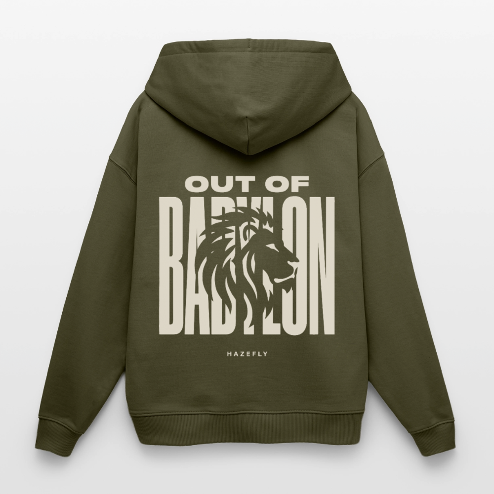 OUT OF BABYLON Oversized Unisex Bio-Hoodie - Khaki