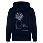 LOVE GROWS II Unisex Bio-Kapuzenjacke - Navy