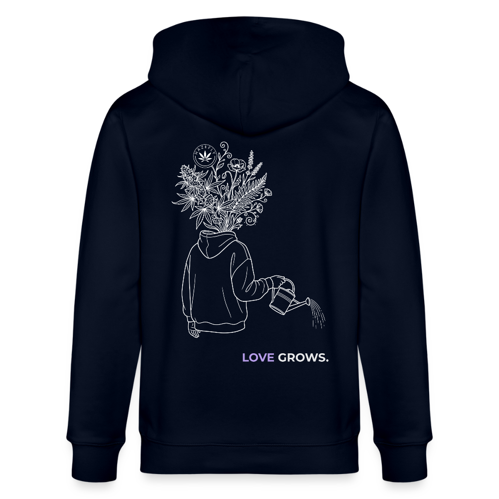 LOVE GROWS II Unisex Bio-Kapuzenjacke - Navy
