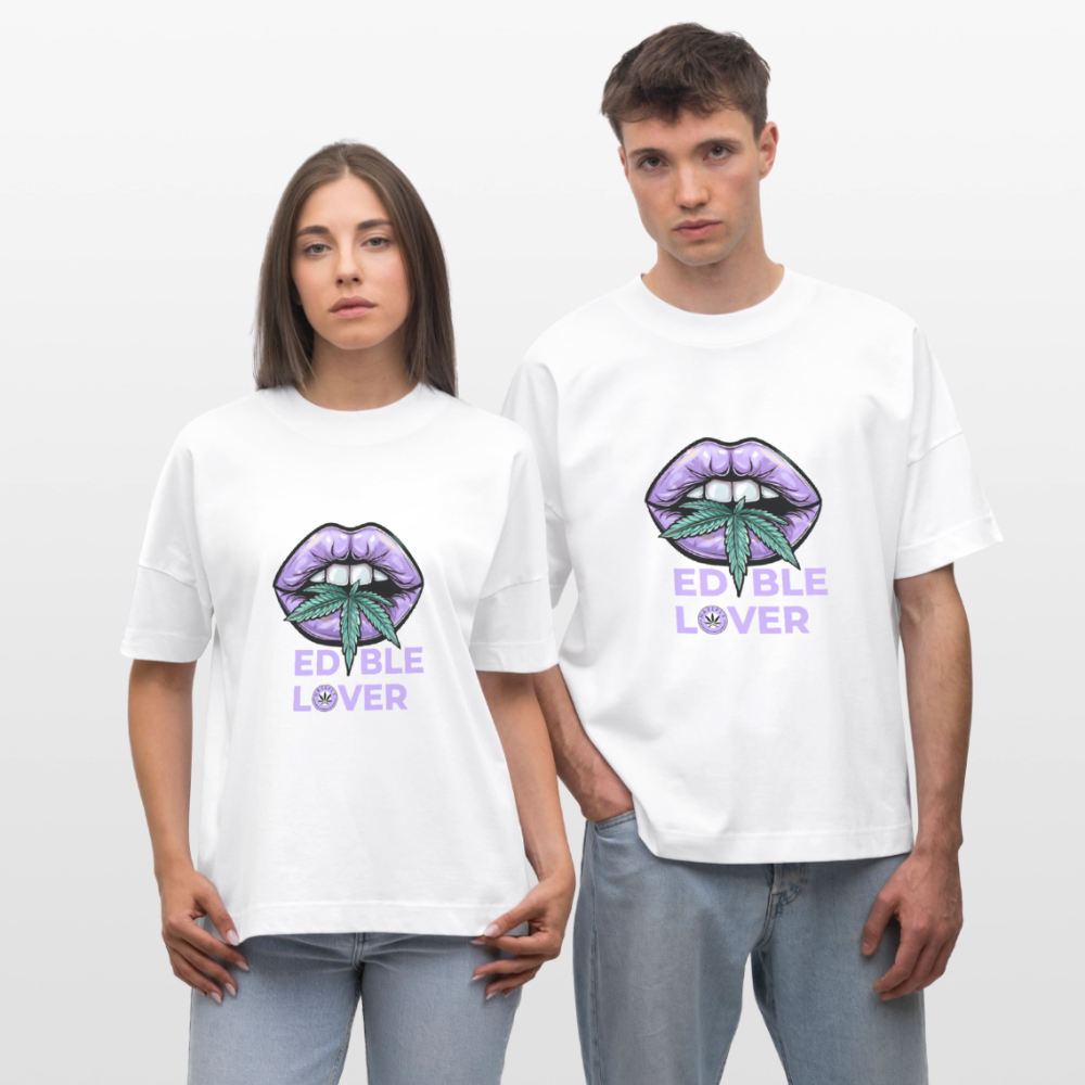 EDIBLE LOVER Oversized Unisex Bio T-Shirt - Weiß