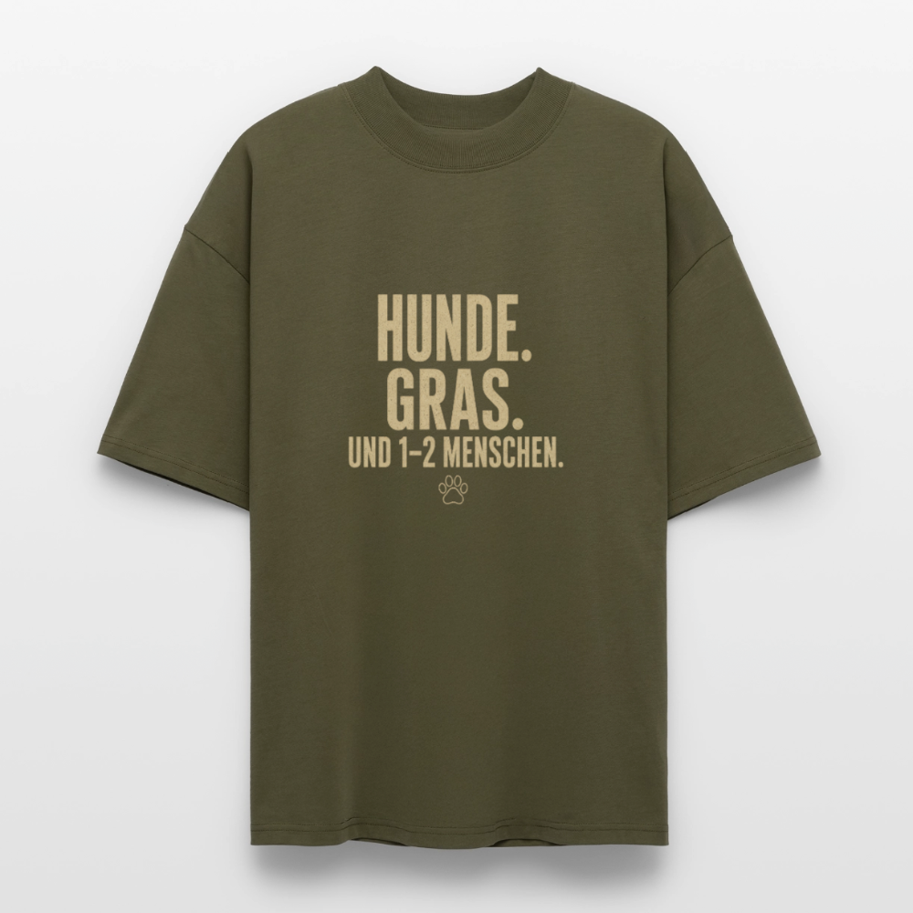 HUNDE. GRAS. Unisex Oversized Bio-T-Shirt - Khaki