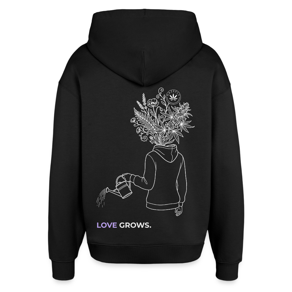 LOVE GROWS I Oversized Unisex Bio-Hoodie - Schwarz
