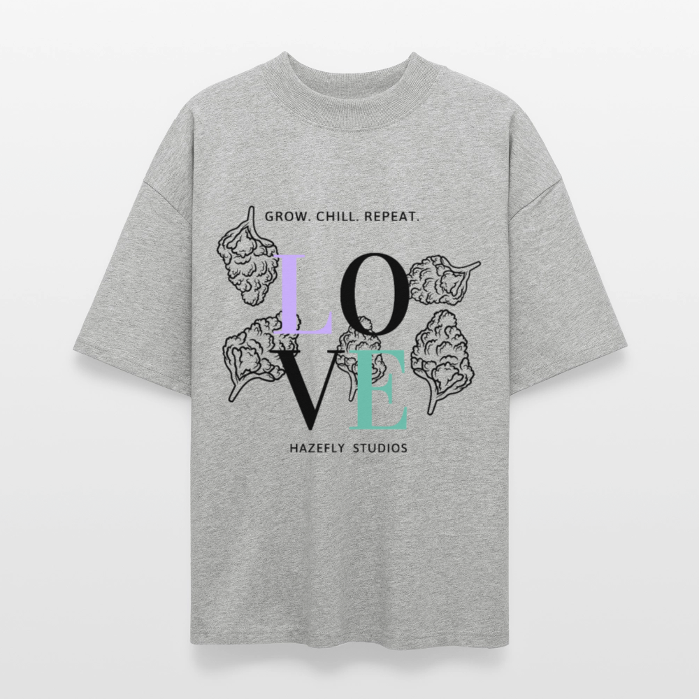 GROW. CHILL. REPEAT. Oversized Unisex Bio T-Shirt - Grau meliert