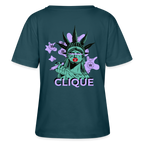 420 CLIQUE 2.0. Relaxed Frauen Bio-T-Shirt - Dunkles Petrol