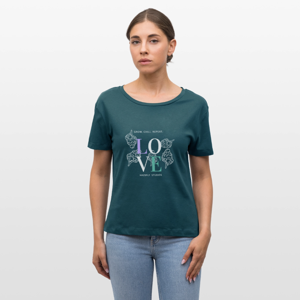 GROW. CHILL. REPEAT. Relaxed Frauen Bio-T-Shirt - Dunkles Petrol