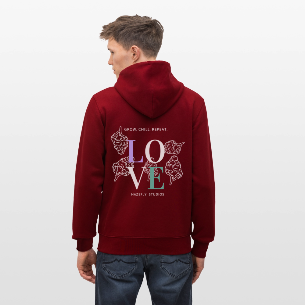 GROW. CHILL. REPEAT. Unisex Bio-Kapuzenjacke - Burgunderrot